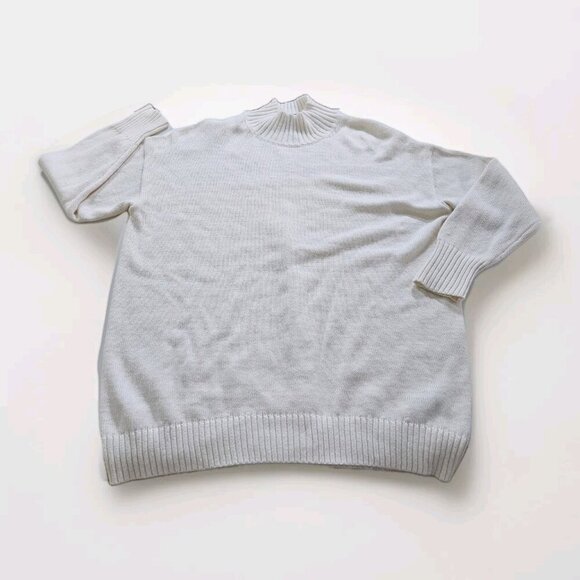 Old Navy Sweater Womens XXL Cream Mock Neck LS Knit Tunic Cotton Blend Cottage - Picture 1 of 14